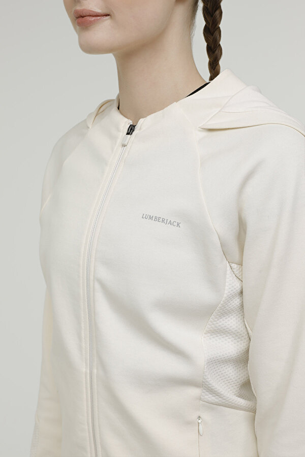 Lumberjack W-Ct321 Mila Full Zip Hoo Экрю Женщина Толстовка На Молнии