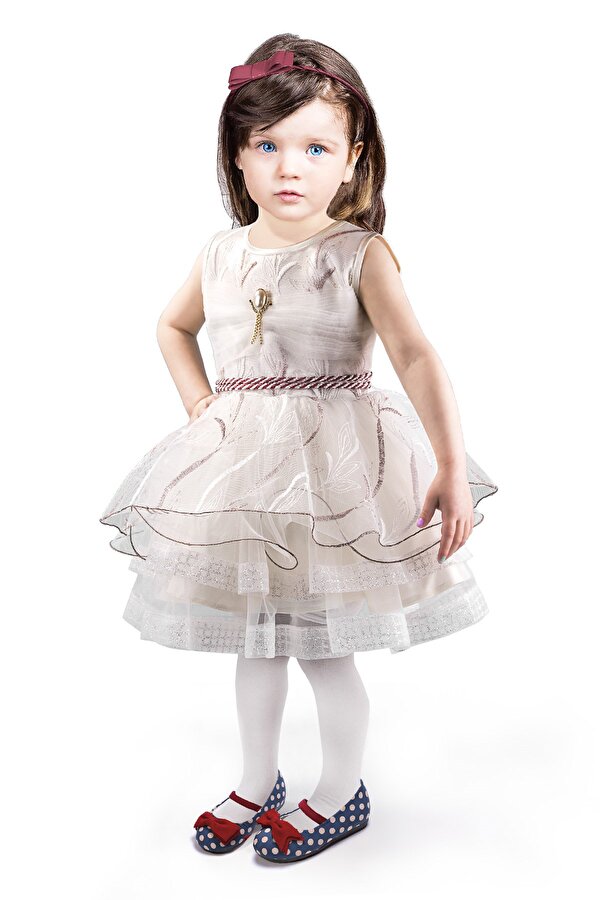 Liyavera Krem Kız Çocuk Prenses Elbisesi