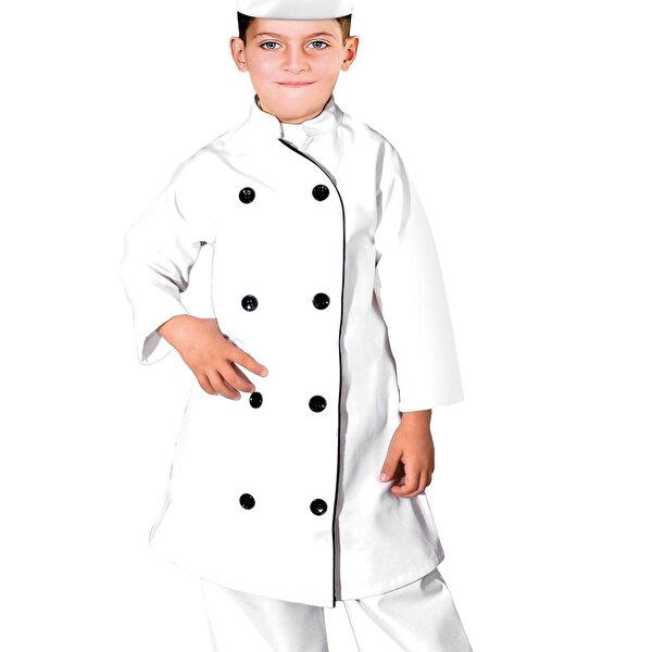 Liyavera Çocuk Beyaz Aşçı Kostümü Çocuk Beyaz Aşçı Kıyafeti