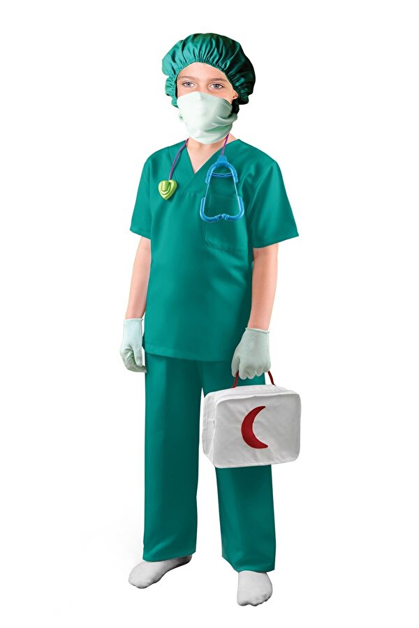 Liyavera Unisex Çocuk Doktor Kostümü Ameliyat Cerrah Kıyafeti