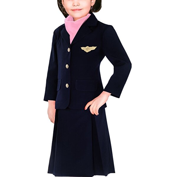 Liyavera Kız Çocuk Lacivert Hostes Kostümü Kız Çocuk Hostes Kıyafeti
