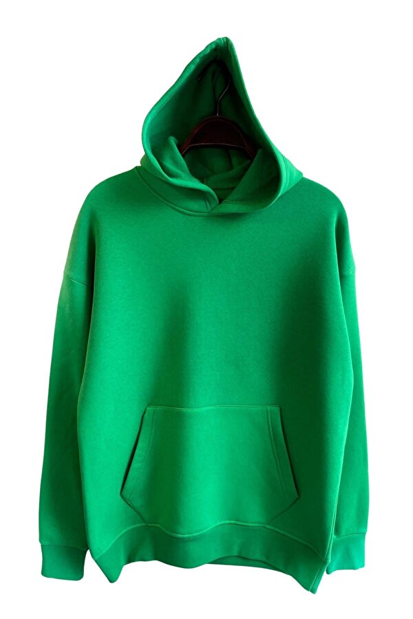 Karpefingo Erkek Kanguru Cepli Kapşonlu Yeşil Sweatshirt