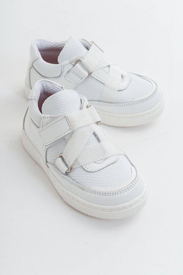 Minipicco Erkek Cocuk Beyaz Deri Ortopedik Destekli Çocuk Sneaker Ayakkabı IV10770