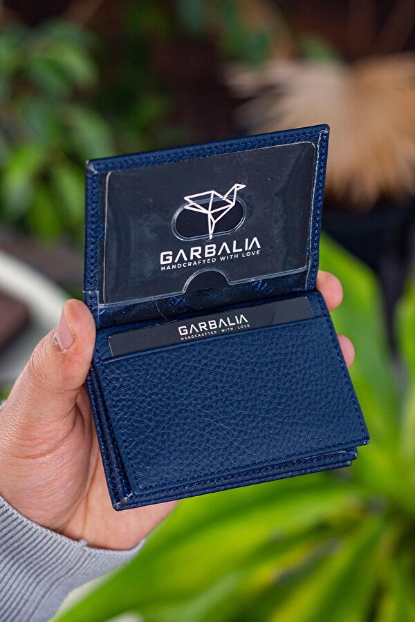 Garbalia Vera Hakiki Deri Minimal Kartlık Lacivert