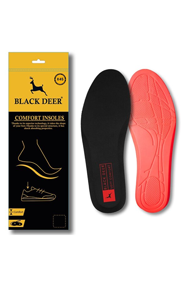 Black Deer Hyper Boost Technology X45 Soft Comfort Siyah-Kırmızı Ortopedik Tabanlık