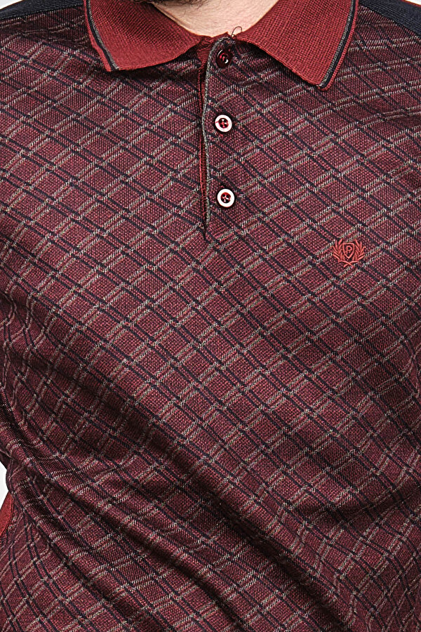 Pelikan Erkek Desenli Dirsek Detaylı Polo Yaka Kazak 1577423 Bordo