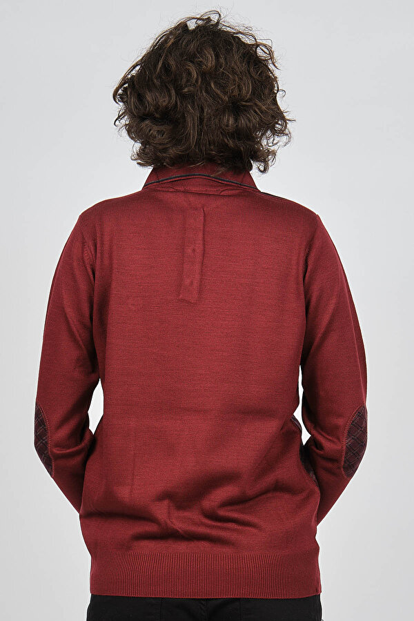 Pelikan Erkek Desenli Dirsek Detaylı Polo Yaka Kazak 1577423 Bordo