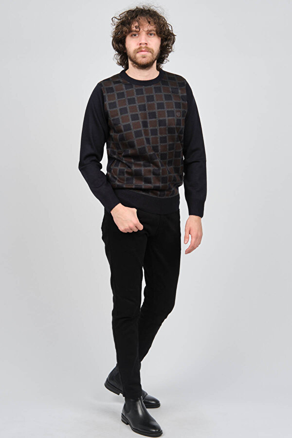 Pelikan Erkek Desenli Bisiklet Yaka Kazak 1577328 Lacivert