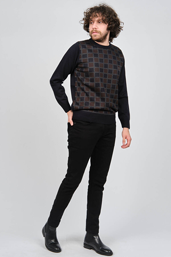 Pelikan Erkek Desenli Bisiklet Yaka Kazak 1577328 Lacivert