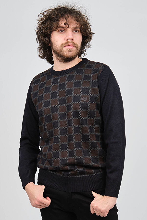 Pelikan Erkek Desenli Bisiklet Yaka Kazak 1577328 Lacivert