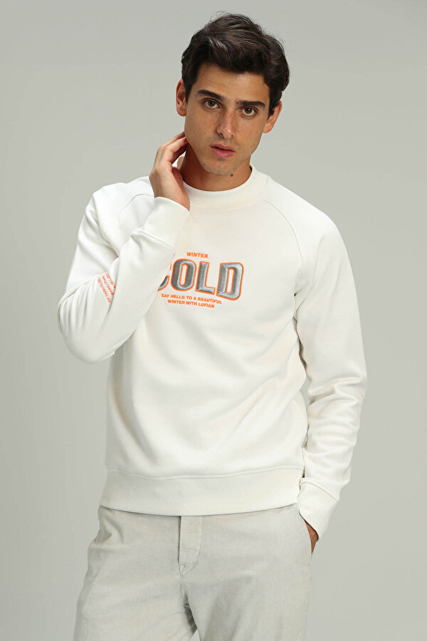 Lufian Erkek Cold Bisiklet Yaka Sweatshirt 62730053 Beyaz