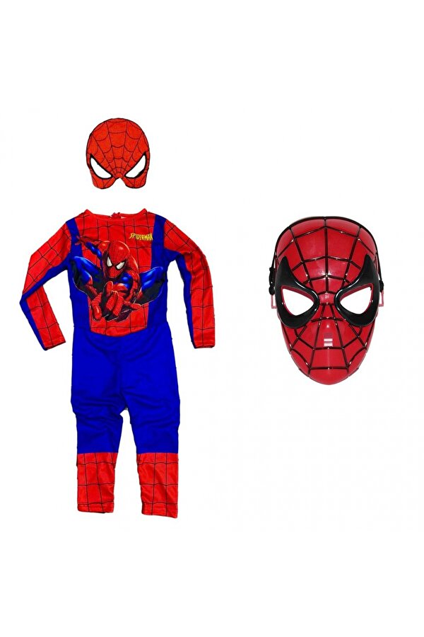 Baskılı Spiderman Örümcek Adam Kostümü + Spiderman Maske - Örümcek Adam Kostüm