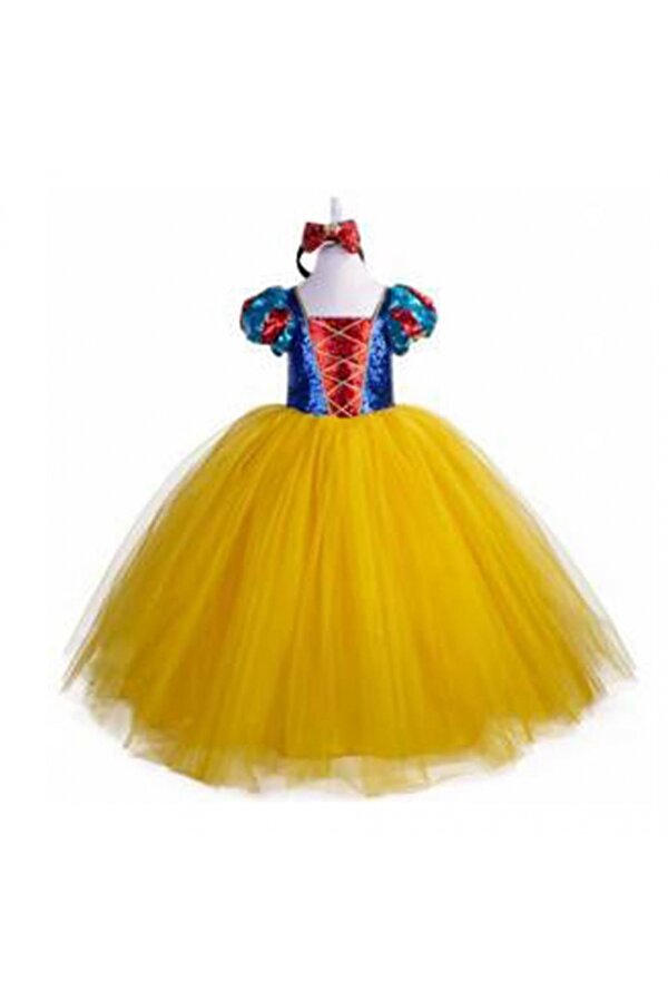 Mashotrend Tarlatanlı Pamuk Prenses Kostümü - Pamuk Prenses Kostümü Prenses Elbise - PELERİN +TAÇ HEDİYELİ