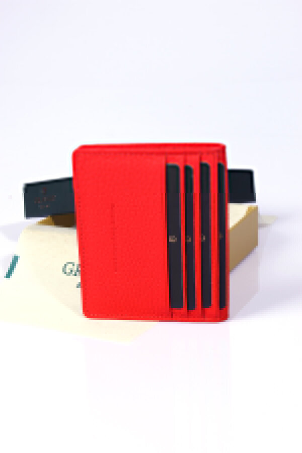 GRANDE 762 Hakiki Deri Cüzdan&Kartlık Mıknatıs Kapamalı Kağıt para bölmeli KIRMIZI