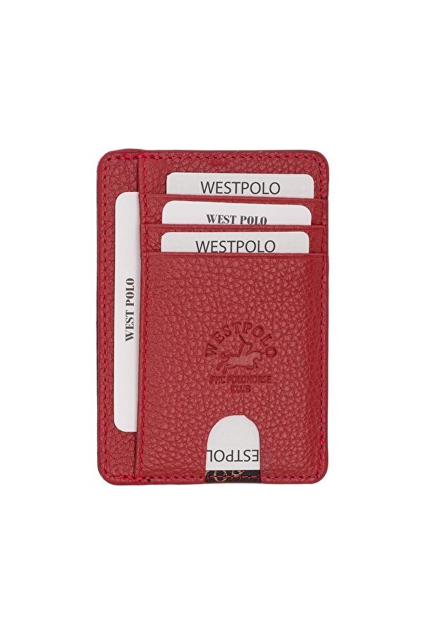 byHAKAN WEST POLO 358 HAKİKİ DERİ UNISEX KARTLIK KIRMIZI