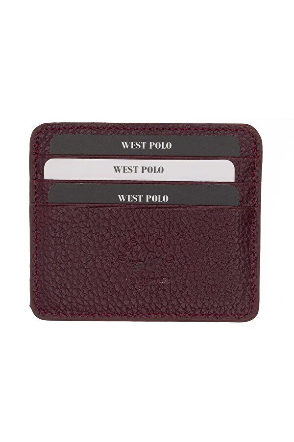 byHAKAN WEST POLO 49 HAKİKİ DERİ UNISEX KARTLIK BORDO