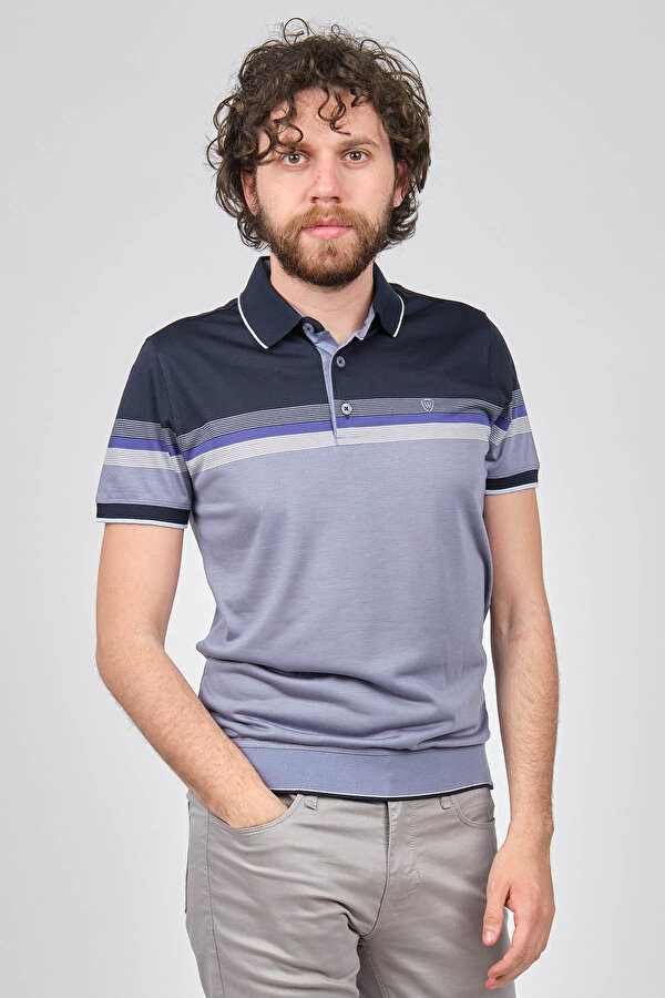 Wellalux Erkek Blok Desenli Polo Yaka T-Shirt 593183209 Indigo Wellalux Erkek Blok Desenli Polo Yaka T-Shirt 593183209 Indigo