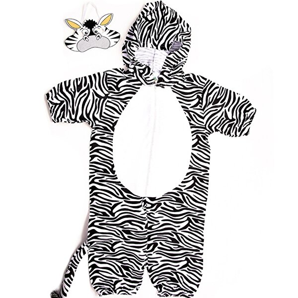 Liyavera Kısa Kollu Bebek Pamuklu Zebra Kostümü Tulumu