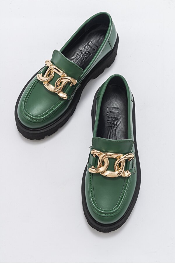 Luvi Shoes ABSORB Yeşil Cilt Kadın Günlük Ayakkabı