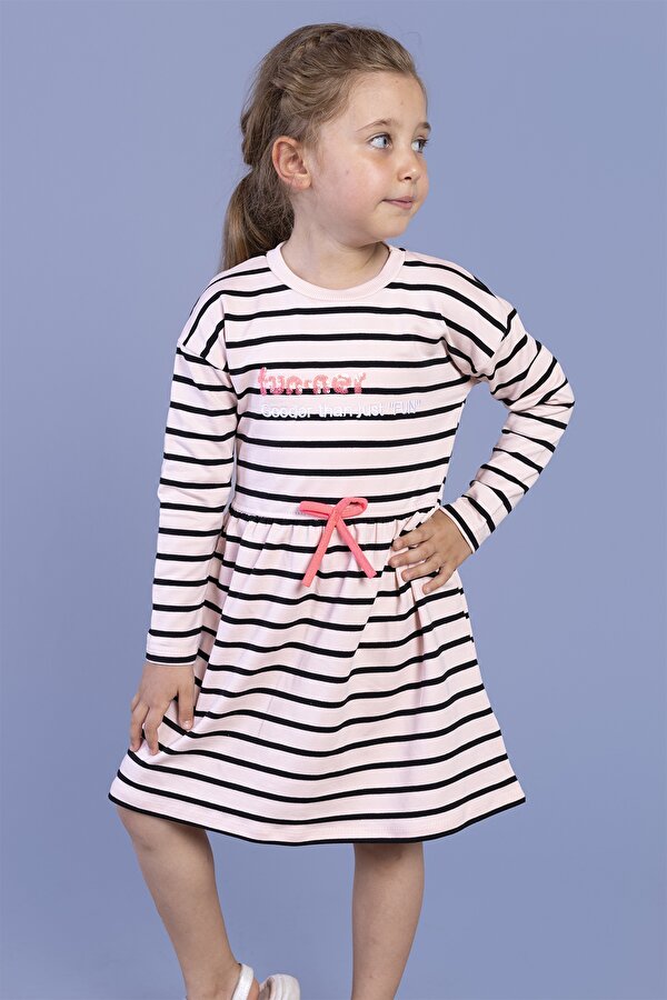 Toontoy Kız Çocuk Çizgili Elbise
