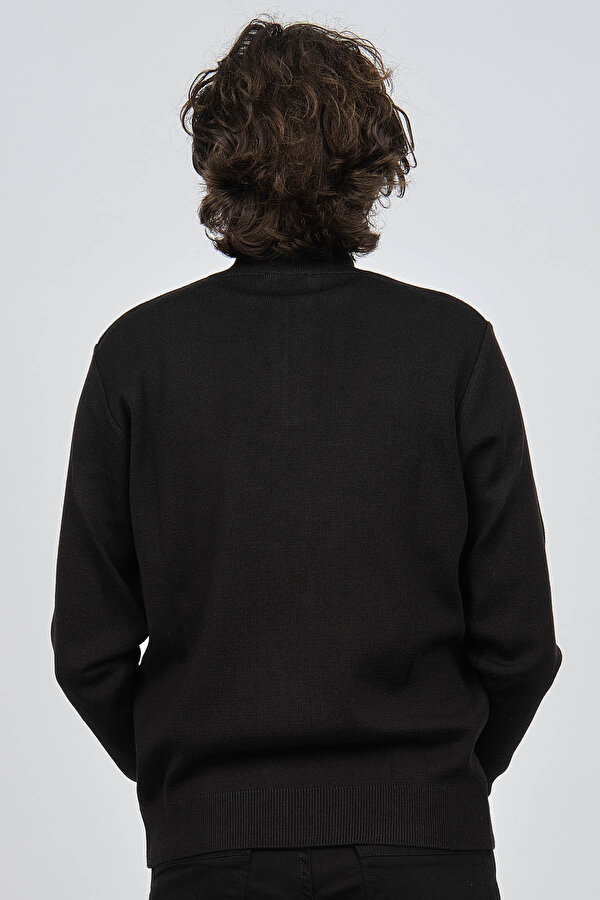 Pave Erkek Çizgi Desenli Fermuarlı Yün Kazak 4539190 Bordo