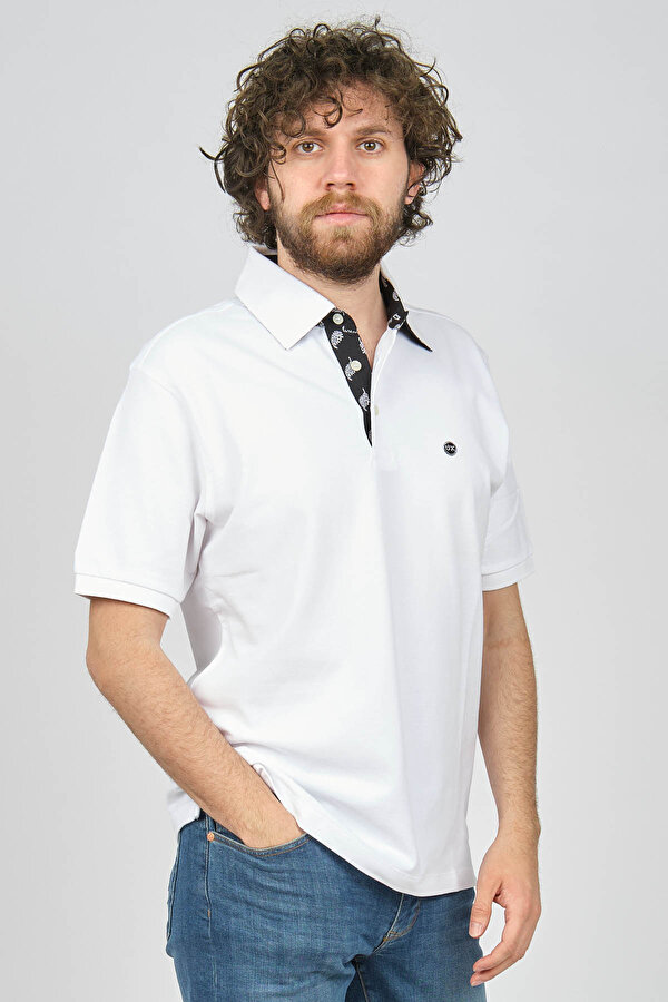 Uztex Erkek Slim Fit Polo Yaka T-Shirt 07100319 Beyaz
