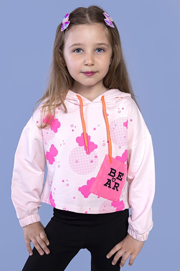 Toontoy Kız Çocuk Cep Detaylı Baskılı Sweatshirt