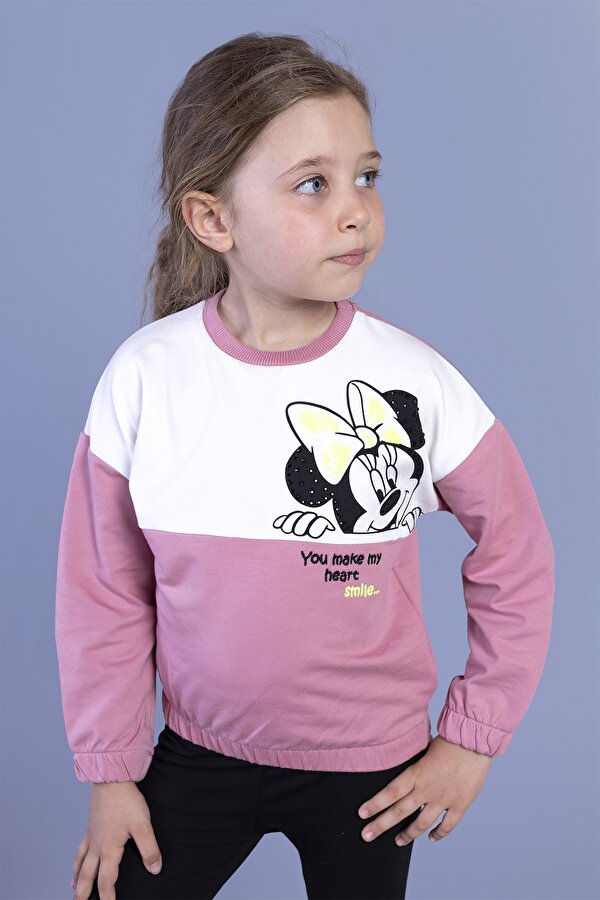 Toontoy Kız Çocuk Garnili Baskılı Sweatshirt