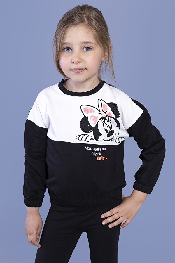 Toontoy Kız Çocuk Garnili Baskılı Sweatshirt