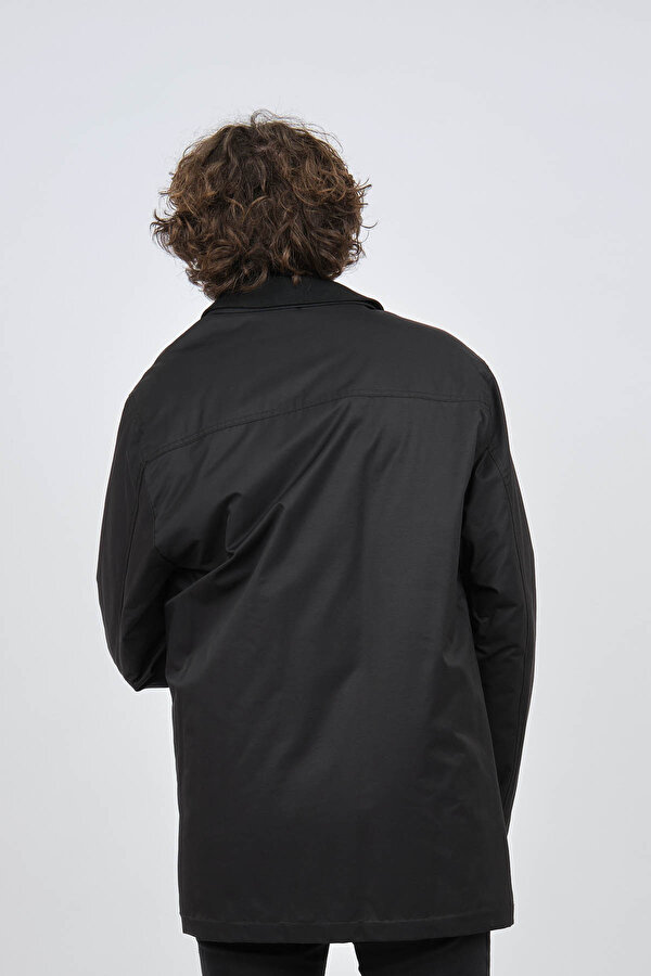 By Serco Erkek Kumaş Yakalı Klasik Kaban 0620895 Siyah