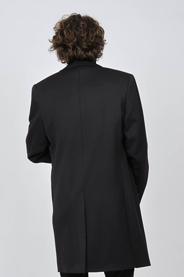 Avvenente Erkek Klasik Kesim Hakiki Yün Kaban 0140378 Siyah