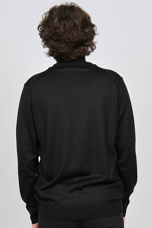 Ateş Triko Erkek Balıkçı Yaka Yün Kazak 6090008 Siyah