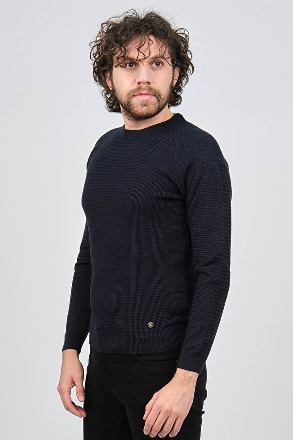 Çizgi Triko Erkek Bisiklet Yaka Slim Fit Kazak 42554259 Lacivert Çizgi Triko Erkek Bisiklet Yaka Slim Fit Kazak 42554259 Lacivert