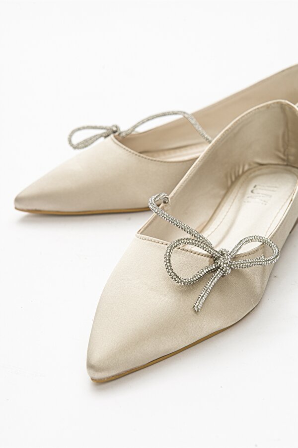 Luvi Shoes HOLİDAY Altın Saten Kadın Babet