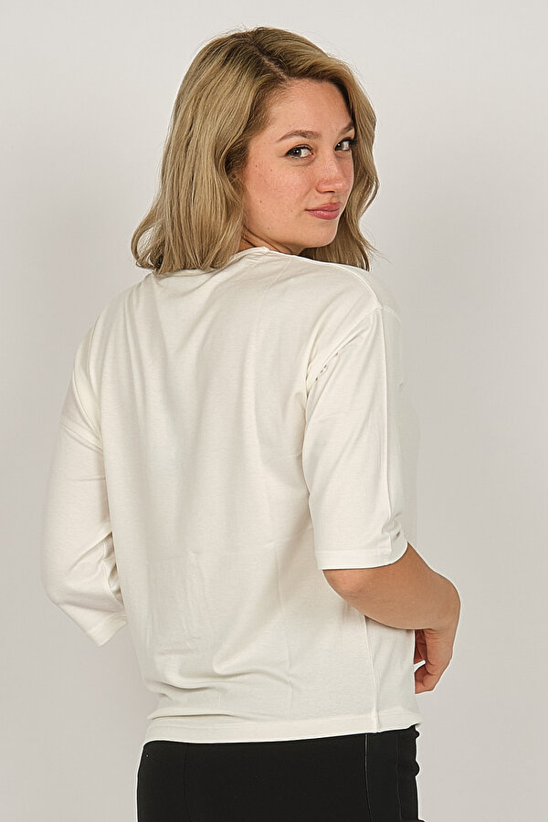 Sistas Kadın Desenli Bluz 6690208 Ekru