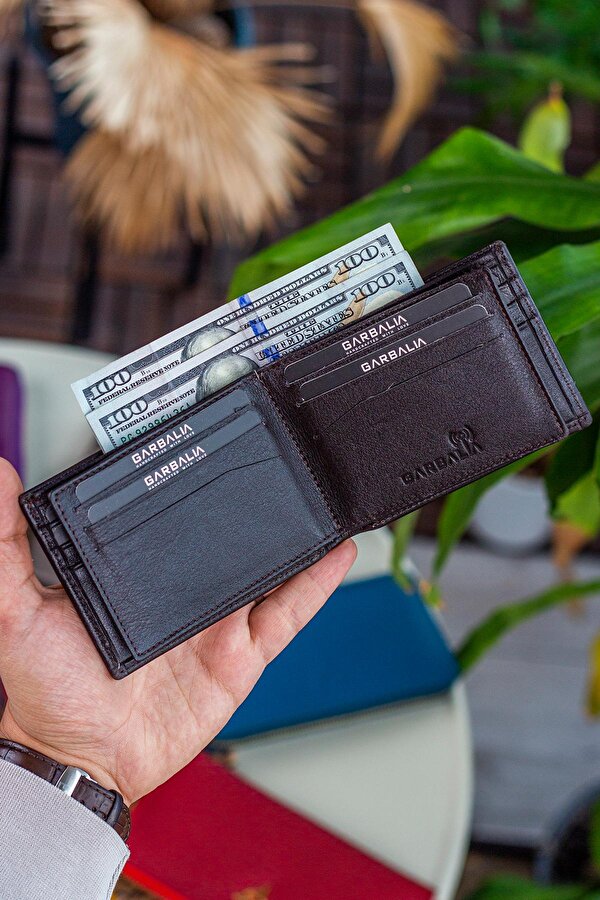 Garbalia Arsenal Hakiki Deri RFID Engelleyici Yatay Erkek Cüzdan Kahverengi