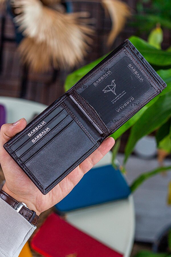 Garbalia Arsenal Hakiki Deri RFID Engelleyici Yatay Erkek Cüzdan Kahverengi