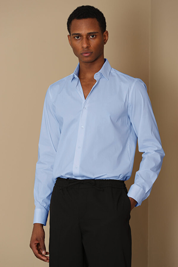 Lufian Erkek Austın Klasik Slim Fit Gömlek 62711010514 Mavi