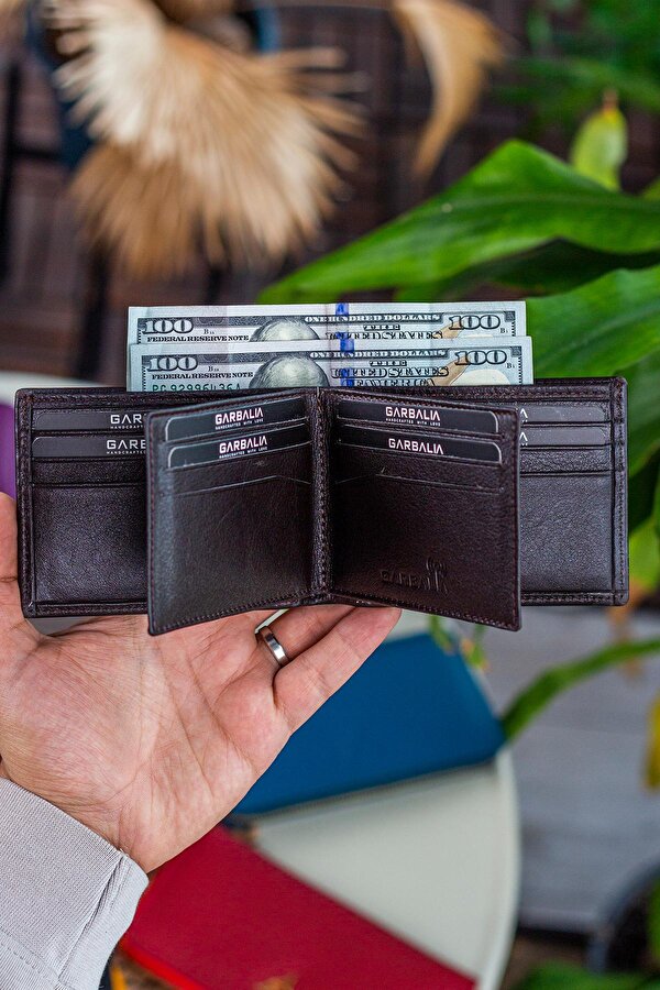 Garbalia Arsenal Hakiki Deri RFID Engelleyici Yatay Erkek Cüzdan Kahverengi