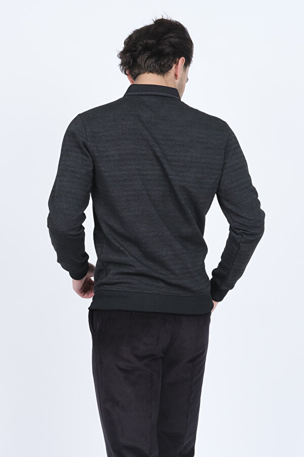 Raymons Erkek Desenli Polo Yaka Triko Sweat 6782252 Siyah