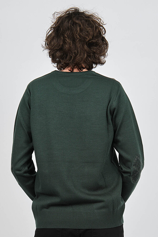 Pelikan Erkek Desenli Bisiklet Yaka Kazak Yeşil