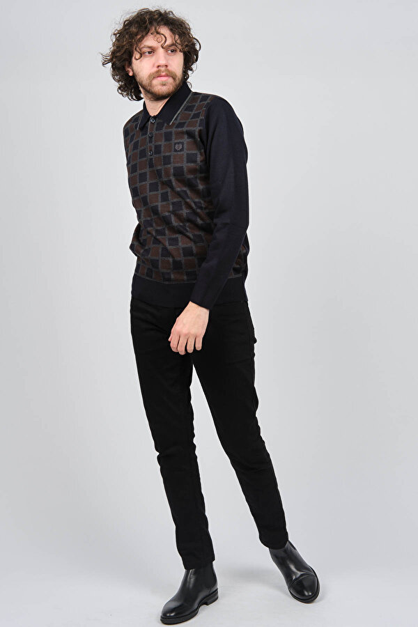 Pelikan Erkek Desenli Polo Yaka Kazak 1577428 Lacivert