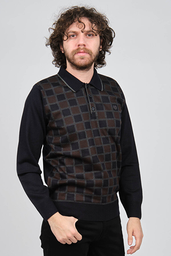 Pelikan Erkek Desenli Polo Yaka Kazak 1577428 Lacivert