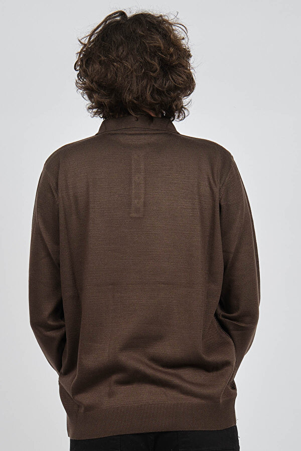 Pelikan Erkek Desenli Polo Yaka Yün Kazak 1578417 Kahverengi