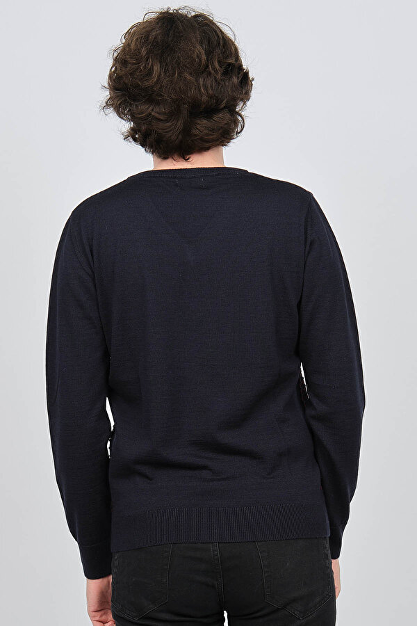 Desen Triko Erkek V Yaka Desenli Yün Kazak 0249640 Lacivert