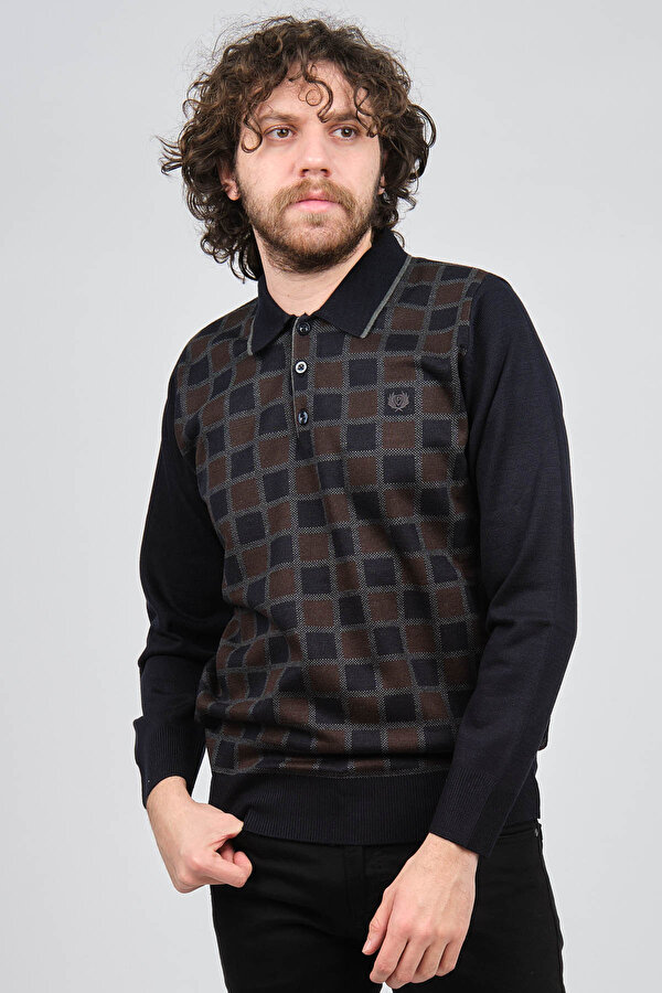 Pelikan Erkek Desenli Polo Yaka Kazak 1577428 Lacivert