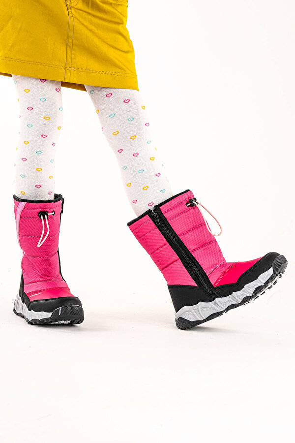 Kiko Kids Molina Suya Dayanıklı Fermuarlı Kız/Erkek Çocuk Kar Bot Ayakkabı Fuşya