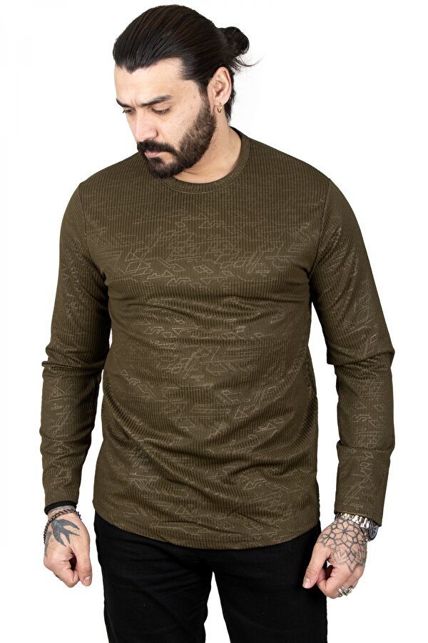 Deep Sea DeepSEA Erkek Haki Bisiklet Yaka Çizgili Sweatshirt 2303149 Deep Sea DeepSEA Erkek Haki Bisiklet Yaka Çizgili Sweatshirt 2303149