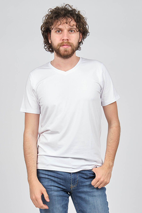 Wellalux Erkek V Yaka T-Shirt 593203401 Beyaz