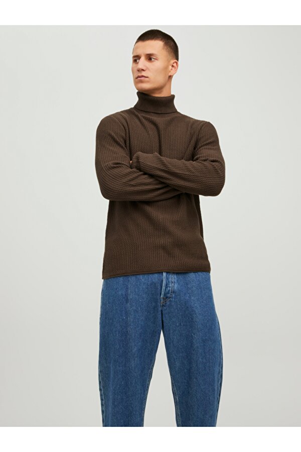 Jack & Jones Jack&Jones Balıkçı Yaka Slim Fit Kahverengi Erkek Kazak 12199940